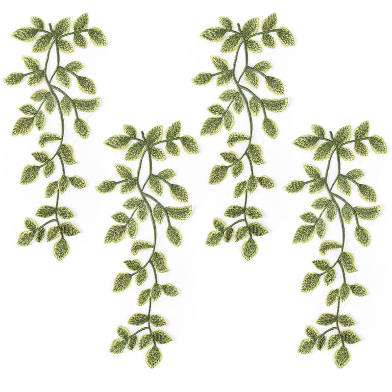 Framendino, 2 Pack Green Forest Leaves Vine Patches Leaf Pattern Appliques Lace Trims Embroidery for DIY Cloth Decoration Costume Craft - Image 1